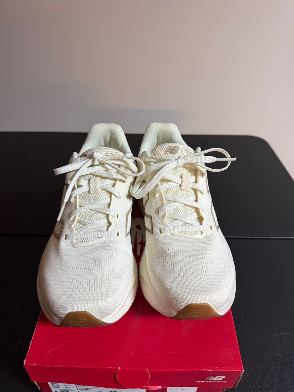 New Balance Fresh Foam 680 v8 Women's Cream Knit Lace-Up Sneakers